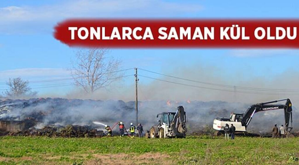 Tonlarca saman kül oldu
