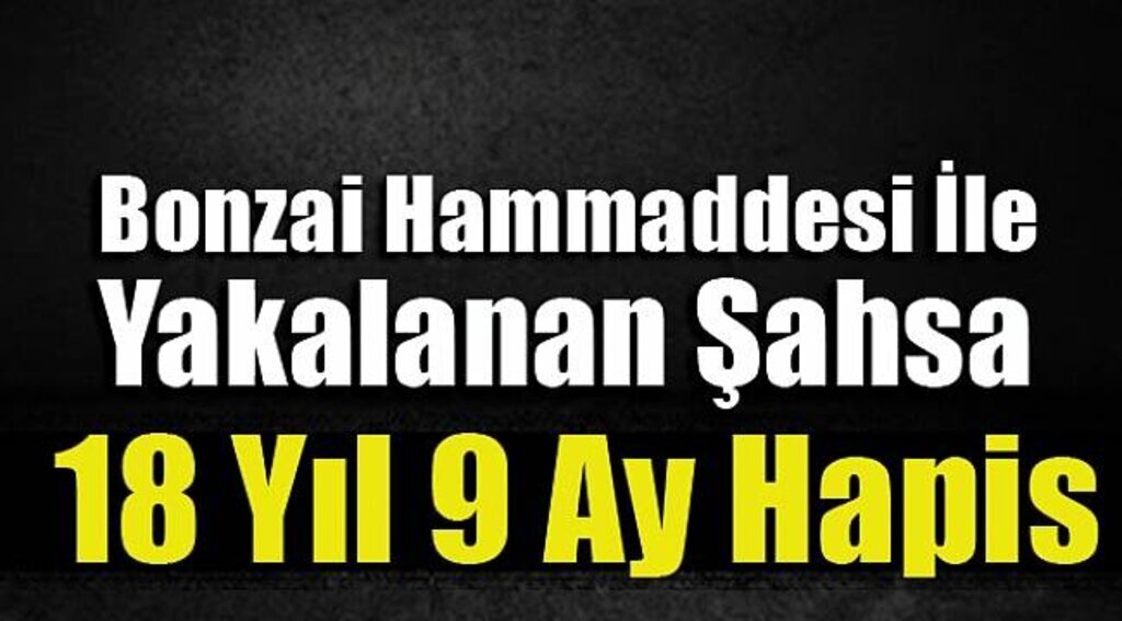 Bonzai hammaddesi ile yakalanan şahsa 18 yıl 9 ay hapis