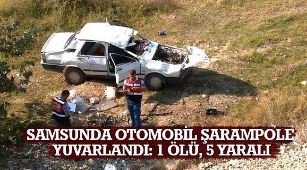 SAMSUN HABER - Samsunda otomobil şarampole yuvarlandı: 1 ölü, 5 yaralı