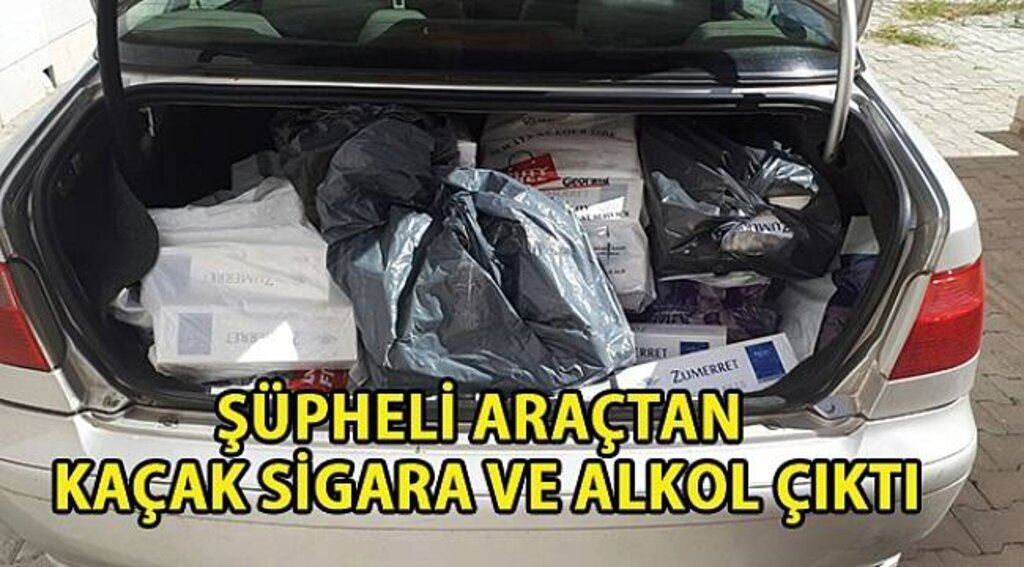 SAMSUN HABER- Şüpheli araçtan kaçak sigara ve alkol çıktı