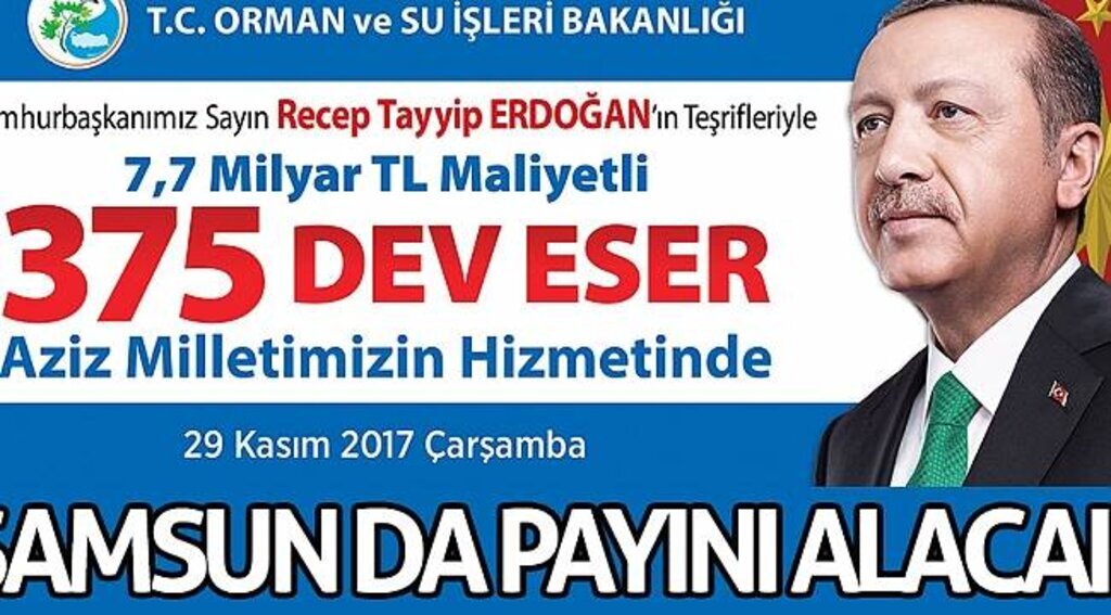 Cumhurbaşkanı Erdoğan'ın hizmete alacağı eserlerden Samsun da payını alacak