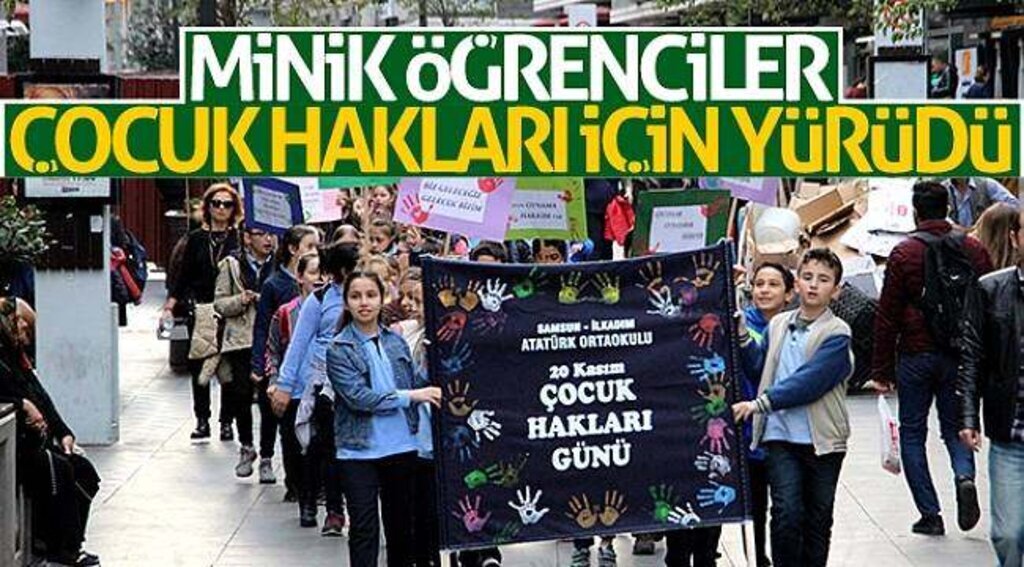 Minik öğrenciler, çocuk hakları için yürüdü