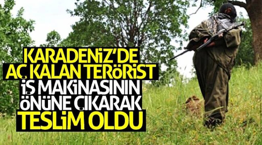 Karadeniz’de aç kalan terörist iş makinasının önüne çıkarak teslim oldu