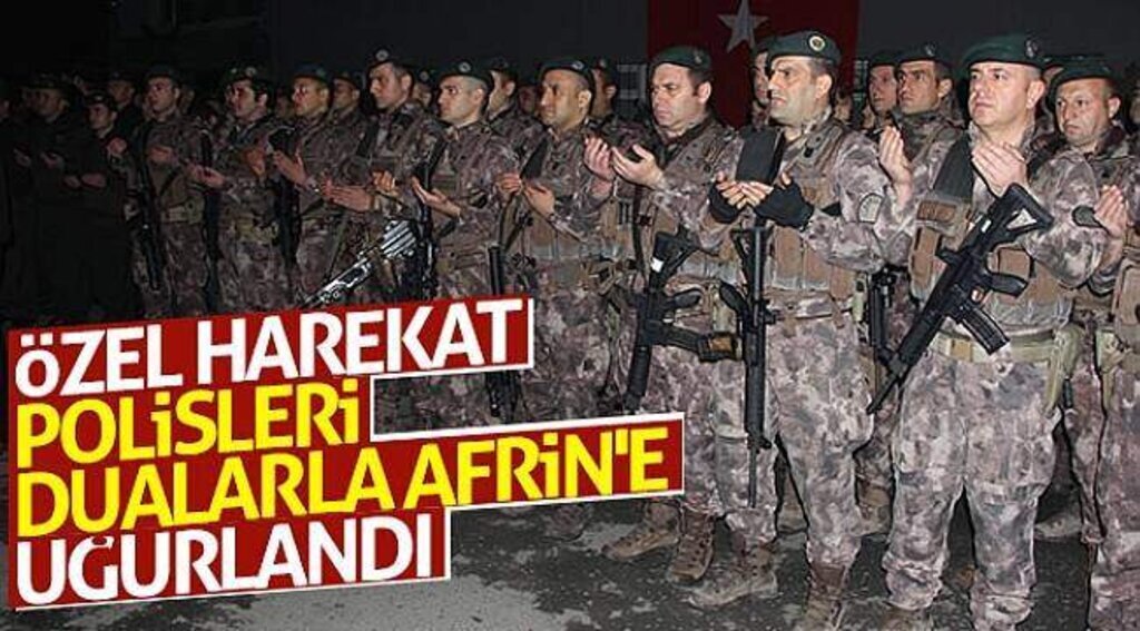 Özel harekat polisleri dualarla Afrin'e uğurlandı