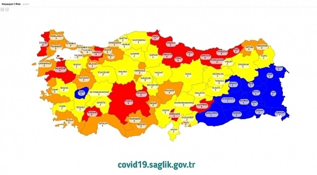 Haritada kırmızı renkte olan Samsun'da yeni Korona kararları