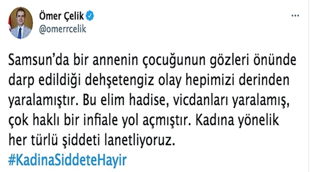 Ömer Çelik’ten kadına şiddet açıklaması