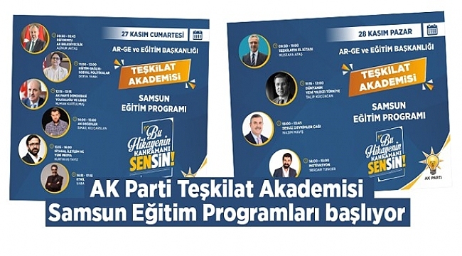 AK Parti Teşkilat Akademisi Samsun Eğitim Programları başlıyor