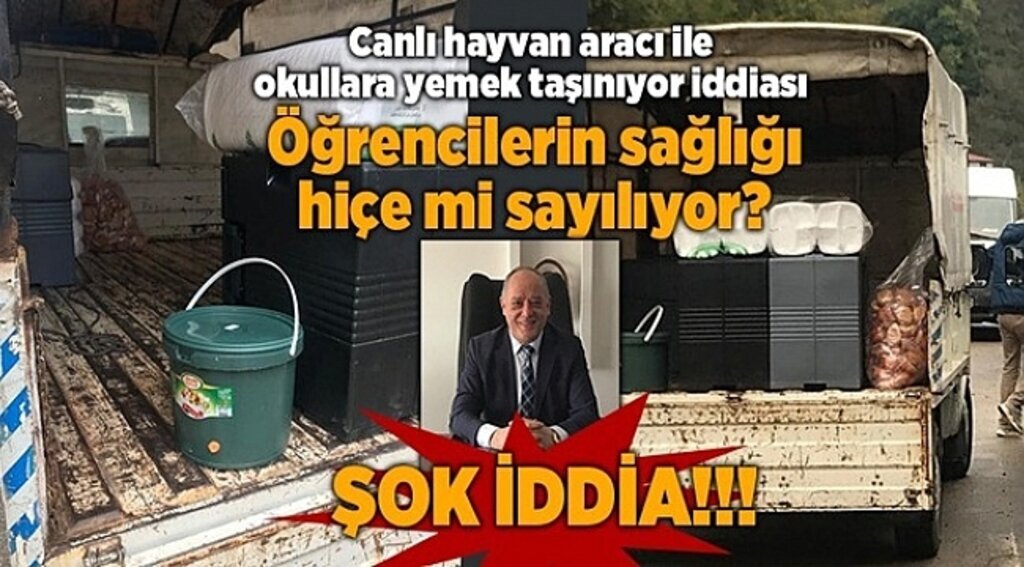 Canlı hayvan aracı ile okullara yemek taşınıyor iddiası
