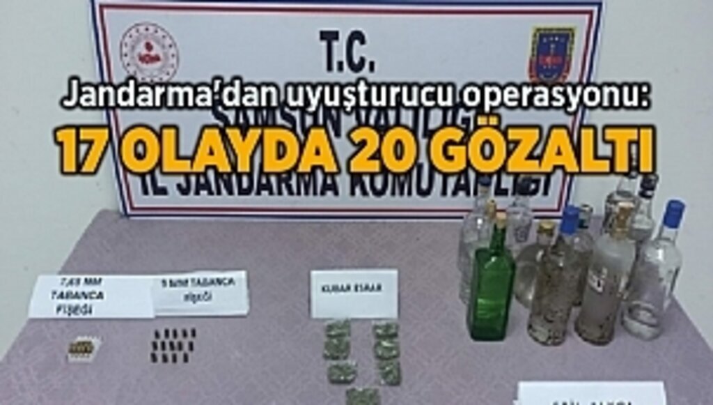 Jandarma'dan uyuşturucu operasyonu: 17 olayda 20 gözaltı