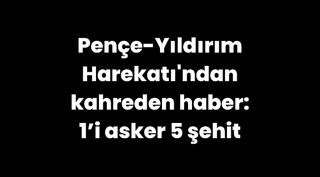 Pençe-Yıldırım Harekatı'ndan kahreden haber: 1’i asker 5 şehit