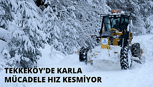 Tekkeköy’de karla mücadele hız kesmiyor