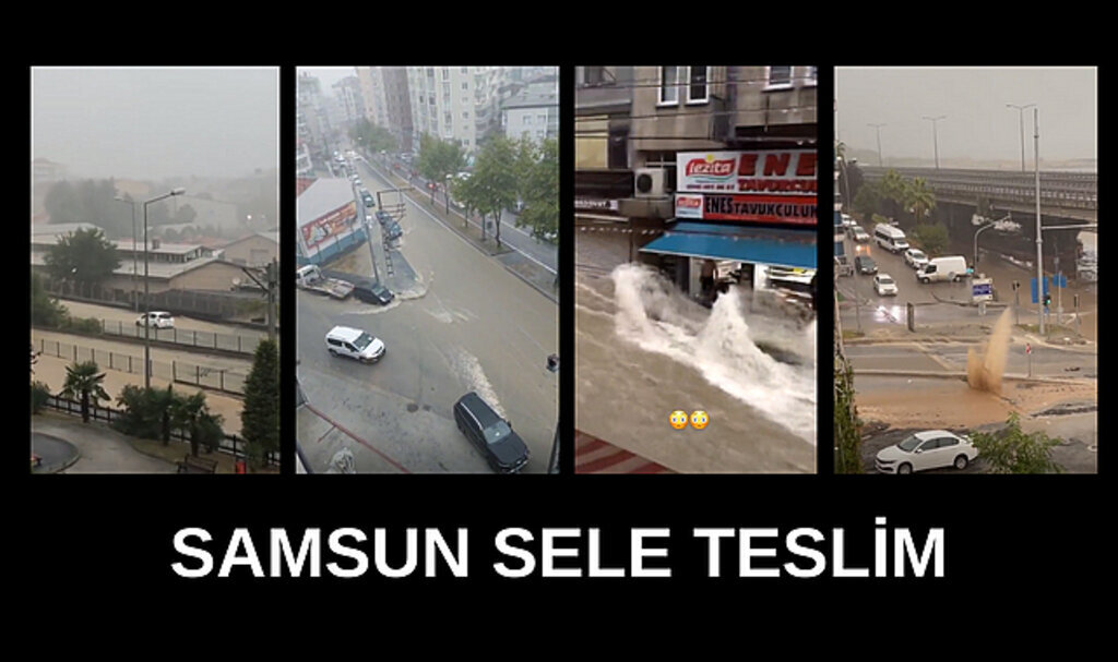 Samsun'da sel! Cadde ve sokaklar sular altında