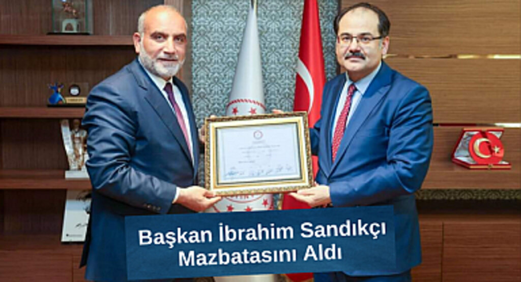 Başkan İbrahim Sandıkçı Mazbatasını Aldı 